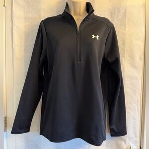 Under Armour Black Long‎ Sleeve quarter zip fleece lined women’s Top Sz-M. EE13